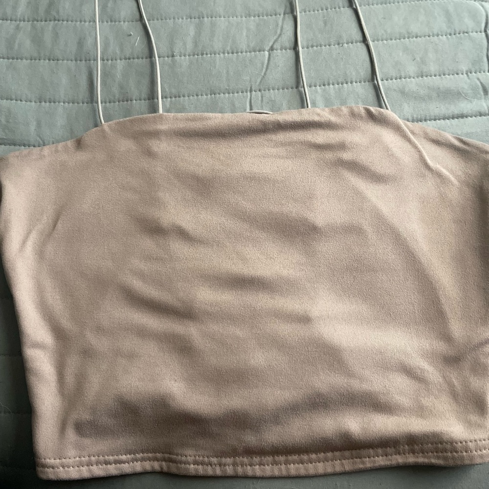 Beige, pink crop top